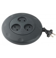 Удлинитель UR-3-3m-B   (черный) рулетка, без заземл, 2x0.75мм2, 3гн, 3м (10/600) Б0019039  ЭРА