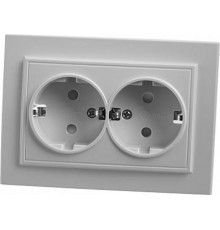 PST16-9014-01 Розетка 2-местная с/з, 250В, 16А, серия Эрна, белый  39054  STEKKER