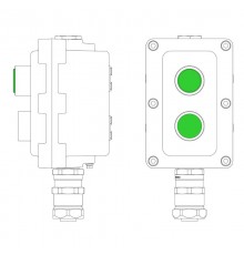 Взрывонепроницаемый пост управления из алюминия LCSD-02-B-MC-L1G(220)x1-P1G(11)x1-PCMB-KAEPM3MHK-20  LCSD21000090  DKC