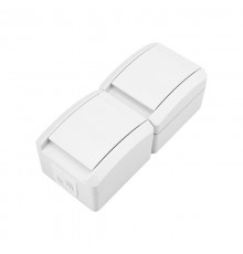 Блок вертикальный 2 розетки (керамика) INDUSTRIAL IP54 с заземлением, о/у, белый  KR-78-0801  Kranz