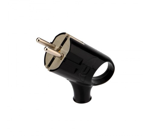 Вилка Евро угловая с з/к 16А с кольцом черная  11-8953  REXANT