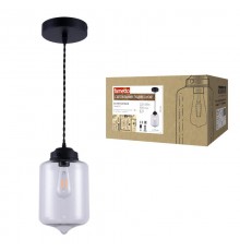 Светильник декор. подвесной, серия "Vintage" DLC-V403 E27 BLACK металл, стекло; цвет черный. d-170 мм, h-1000мм.  UL-00000992  Fametto