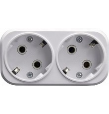 ADP16-22-20 Разветвитель сетевой 2-местный с/з, 250В,16A, белый  39023  STEKKER