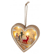 Светильник  ENGDS-5L новогодний светодиодный Сердце подвесной 10 см 2*АА  Б0060479  ЭРА