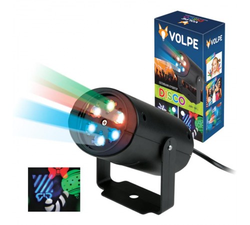 Светильник светодиодный лазерный проектор "Рождество" RGB. Кабель с вилкой, 220В ULI-Q306 4W/RGB BLACK XMAS UL-00001188  Volpe