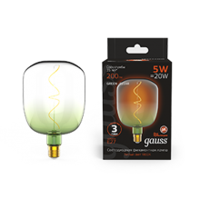 Лампа светодиодная LED Filament Flexible V140-DC Green-Clear E27 5W 200lm 1800K 140*200mm 1/6  1009802105  Gauss