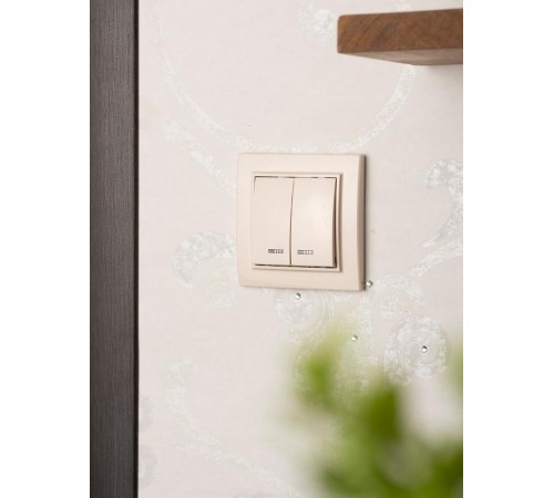 Выключатель 2-кл. СП, Минск, с индикатором 10А, бежевый EKFERV10-123-20EKF