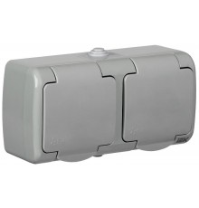 AQUATIC Розетка 2-местная О/У с/з 16А РСш22-2-А IP54 IEK  ERA22-K03-16-54  ERA22-K03-16-54