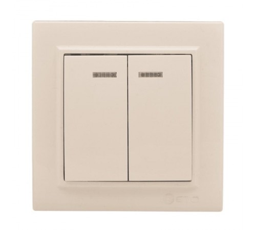 Выключатель 2-кл. СП, Минск, с индикатором 10А, бежевый EKFERV10-123-20EKF