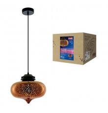 Светильник декор. подвесной, серия "Galassia" DLC-G444 E27 COPPER металл, стекло; цвет медный. d-200 мм, h-1213 мм.  UL-00001834  Fametto