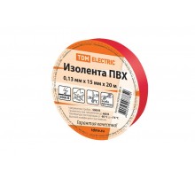 Изолента ПВХ 0,13*15мм Красная 20м   SQ0526-0013  TDM