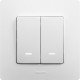 Etika Белый Выключатель 2-х клавишный с подсветкой, 10А, винтовые клеммы  672204  Legrand