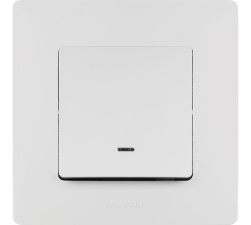 Etika Белый Выключатель 1-клавишный с подсветкой, 10А, винтовые клеммы  672203  Legrand
