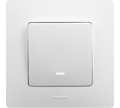 Etika Белый Выключатель 1-клавишный с подсветкой, 10А, винтовые клеммы  672203  Legrand