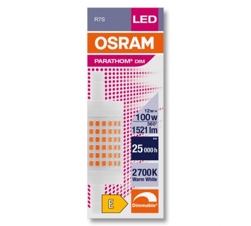 Лампа диммируемая светодиодная PARATHOM Special 1521лм 12Вт 2700К R7S колба Special 300° прозр пластик 220-240В  4058075626966  OSRAM
