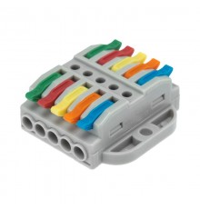 Клемма СМК 222-425P проходная 5 полюсов, с монтажной площадкой (0,08-4 мм), серая (блистер 4 шт./уп.)  07-6265-4  REXANT