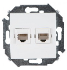 Simon 15 Белый Розетка компьютерная двойная RJ45 кат.5е, Systimax  1591593-030  Simon