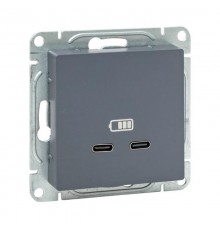 Механизм розетки USB-C - 2шт, графит Эпика  UP1-SOG-2USBC EKF