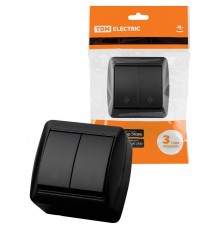 Выключатель на 2 направления 2-кл. открытой установки IP44 10А графит "Селигер"  SQ1818-0312  TDM