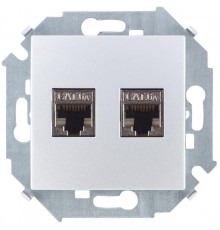 Simon 15 Алюминий Розетка компьютерная двойная RJ45 кат.6а (АМР, FTP)  1591564-033  Simon