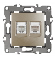 Розетка информационная+телефонная 12-3109-04RJ45+RJ11,  шампань  Б0018251  ЭРА