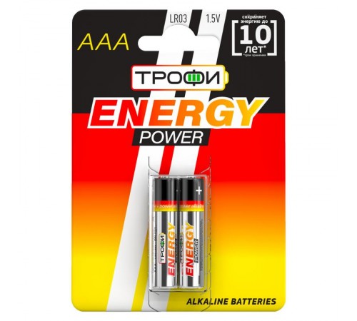 Батарейка щелочная (алкалиновая) LR03-2BL (40/480/23040) (AAA)   C0034929  ТРОФИ