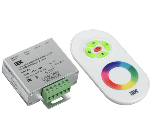 Контроллер с ПДУ радио RGB 3 канала 12В 4А 144Вт белый  LSC1-RGB-144-RF-20-12-W  IEK