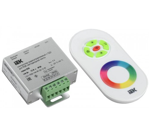 Контроллер с ПДУ радио RGB 3 канала 12В 4А 144Вт белый  LSC1-RGB-144-RF-20-12-W  IEK