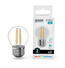 Лампа светодиодная   Filament Elementary Шар 10W 670lm 4100К Е27 LED 1/10/100  52220  Gauss