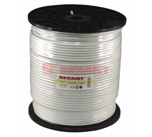 Кабель RG-6U, (64%), 75 Ом, 305м., белый  01-2203  REXANT