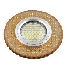 Светильник декор.встр Luciole DLS-L143 GU5.3 GLASSY/GOLD GU5.3 доп.LED подсветка 3Вт, стекл,зерк./светло-желтый.  UL-00003884  Fametto
