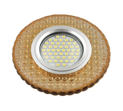 Светильник декор.встр Luciole DLS-L143 GU5.3 GLASSY/GOLD GU5.3 доп.LED подсветка 3Вт, стекл,зерк./светло-желтый.  UL-00003884  Fametto