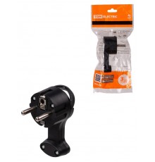 Вилка круглая плоская с кольцом черная 16А 250В  SQ1806-0196  TDM