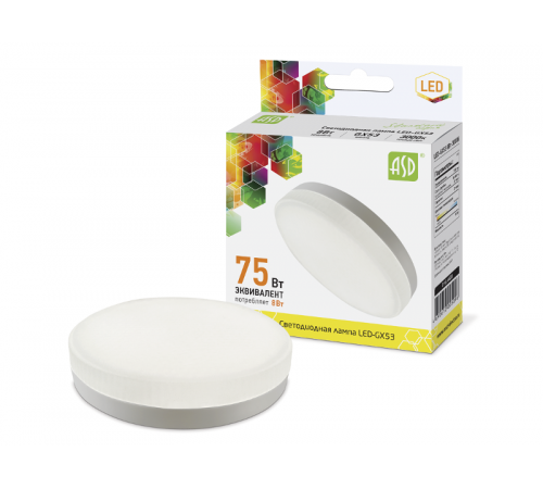 Лампа светодиодная LED-GX53-standard 8Вт 230В 3000К 720Лм  4690612005096  ASD