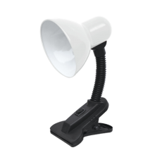 Светильник настольный под лампу СНП-01Б на прищепке 40Вт E27 БЕЛЫЙ (мягкая упаковка)  4690612012407  IN HOME