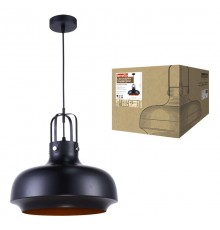 Светильник декор. подвесной, серия "Vintage" DLC-V103 E27 BLACK металл, цвет черный. d-350мм, h-1000мм.  UL-00000987  Fametto