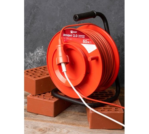 Удлинитель на катушке "Атлант 2.0" 1 гнездо 50м без заземления ПВС 2*1 10А/2,2кВт PROxima  UKA02-10-210-1-50  EKF