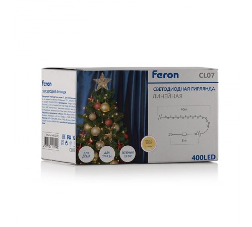 Светодиодная гирлянда CL07 линейная 40м + 3м 230V 2700К c питанием от сети  32316  Feron