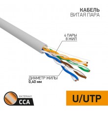Кабель UTP  4PR  26AWG  CAT5e  305м  CCA  01-0048-3  PROCONNECT