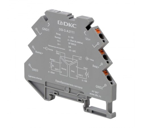 Преобразователь сигнала DSI, 6,2 мм 1 вход 0...10 В, 1 выход 4...20 мА  DSI-S-A2111  DKC
