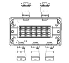 Коробка клеммная Ex из алюминия: 1Ex e IIC Т5 Gb / Ex tb IIIB T95°C DbIP66: Клеммы 2,5 кв.мм -25 шт.: А,С:ввод D8-13мм под небронир-ныйкабель в мет