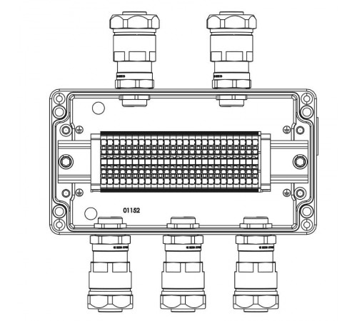 Коробка клеммная Ex из алюминия: 1Ex e IIC Т5 Gb / Ex tb IIIB T95°C DbIP66: Клеммы 2,5 кв.мм -25 шт.: А,С:ввод D8-13мм под небронир-ныйкабель в мет
