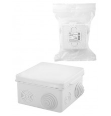 Коробка распаячная ОП 80х80х50мм, крышка, IP54, 7вх., белая, инд. штрихкод  SQ1401-0922  TDM