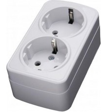 PST16-502-20 Розетка накладная 2-местная с/з, 250В, 16А, серия Basic, белый  39034  STEKKER