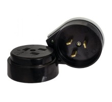 Разъем РШ-ВШ 32А 250В 2P+PE (ОУ) карболитовый черный EKF PROxima  AS-250-O-03  EKF