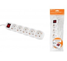 Удлинитель бытовой  У05В выключатель, 5 гнезд, 3метра, с заземлением, ПВС 3х1мм2  16А/250В   SQ1303-0121  TDM