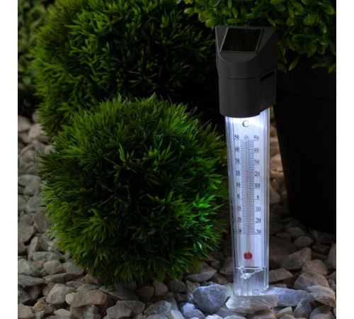 Cветильник садовый декоративный -градусник на солнечной батарее, ERATR024-02 сталь, пластик, серый, 33 см  Б0038503  ЭРА