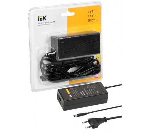 Драйвер для светодиодных лент LED ИПСН 36Вт 12В IP20 сетевая вилка-блок  LSP2-036-12-20-11  IEK