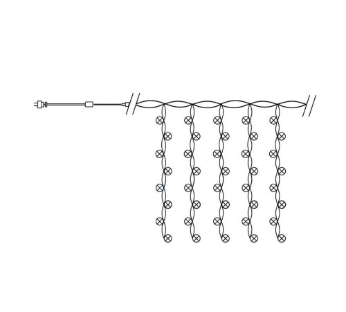 Гирлянда - занавес CL21  320 диодов  2700K , эффект стробов, 3*2м + 3м IP44 прозрачный шнур  32341  FERON