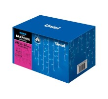 Бахрома с коннекторами светодиодная  с контроллером  ULD-B3010-200/TWK BLUE IP67 , 3 м. 200 диодов, шнур белый, соед  UL-00002330  Uniel